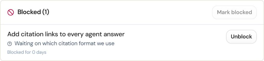 Blocked work in Atria: a task waiting on which citation format to use